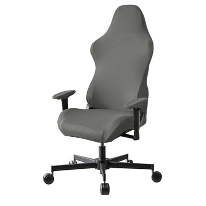 Stretch Gaming Chair Cover, Soft and Comfortable, Dust Protection, Modern Design, for Office Computer Racing Seat(Gray) - color: Grey