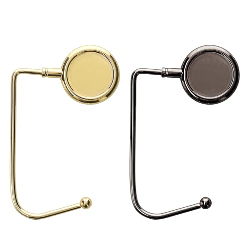kwmobile Purse Hook for Table - Set of 2 Purse Holder - Handbag Hanger - Portable Bag Holder - Bag Hooks for Desk - Table Hook Gold/Black - color: gold / black