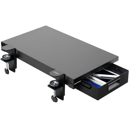 VIVO Black Clamp-on 24 x 14 in Desk Extender, DESK-EXT24D | Premium, Built-in Storage Drawer, Keyboard Tray, Side Table Extension Office Organizer - size: 24 x 14", style: Extender + Drawer