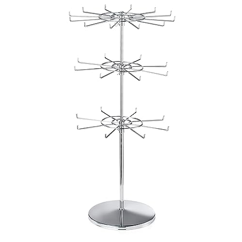 Polmart Heavy Duty Dual Heights (Stand & Tiers) Adjustable Countertop Spinner Display Stand (Silver, 3-Tier) - color: Silver