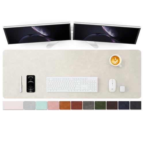 Distressed Leather Desk Mat - Non-Slip PU Desk Pad for Office and Home - Desk Organization and Accessories - Ideal for Large Mouse Pad and Desk Mats on Top of Desks(Sandstone,47.2"x 17") - color: Sandstone, size: 47" x 17"