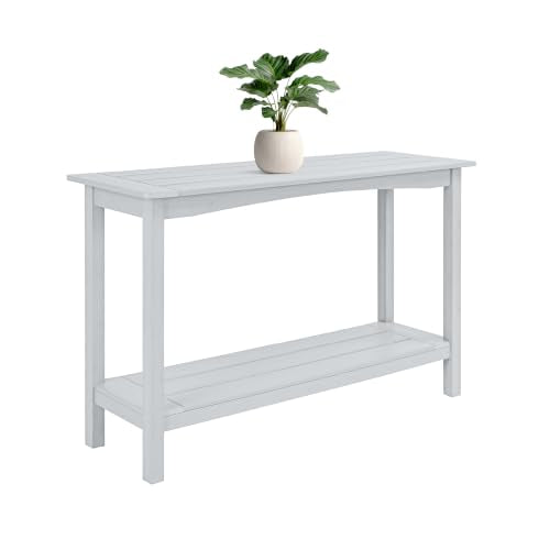 Weatherproof HIPS Outdoor Console Table, 48'' 2-Shelf Side Table Indoor/Outdoor Use, Multifunctional Buffet Table Bar Storage Organizer for Entryway, Patio, Outside Plant Stand Table, White - color: White