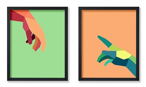 Poster Master 2-Piece Hands Reaching Out Poster - Hands Print - Abstract Art - Pop Illustration - Colorful Visual - Great Living Room or Kids Room Wall Decor - 8x10 UNFRAMED Wall Decor - color: Style-15, size: 8"L x 10"W