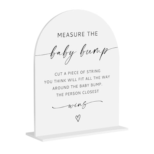 Measure The Baby Bump Game Sign Measure The Belly Baby Shower Game Sign How Big is Mommys Belly Games for Newborn Infant Activity Party Reception Table Desk Decor 8"x10" - color: Baby Bump