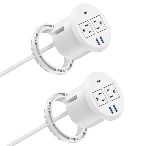 3 inch Desktop Power Grommet USB C,20W Fast Charging Station,Furniture Recessed Power Strip,2 Outlets,3 USB Ports,Flush-Mount for Desktop, Workspace Essential Desk Outlet,2 Pack (White) - color: White, size: 2 PCS-20W USB Port