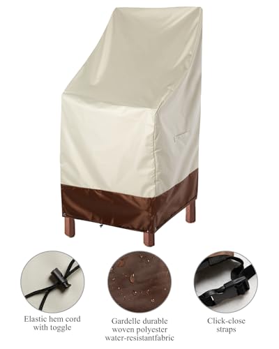RosieLily Patio Chair Covers High Back Outdoor Bar Stool Covers (1 Pack-Beige & Brown, 25.2"W x 25.2"D x 47.24"H) - color: 1 Pack-Beige & Brown, size: 25.2"W x 25.2"D x 47.24"H