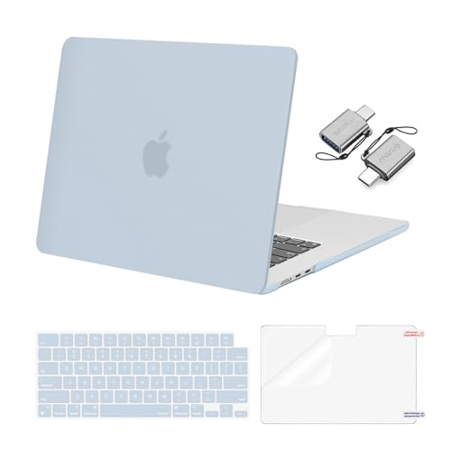 MOSISO Compatible with MacBook Air 15 inch Case M5 2026 M4 2025 M3 M2 2024 2023 A3448 A3241 A3114 A2941, Hard Shell&Keyboard Cover&Screen Film&Type C, Great for Study Travel Work, Baby Blue - color: Baby Blue