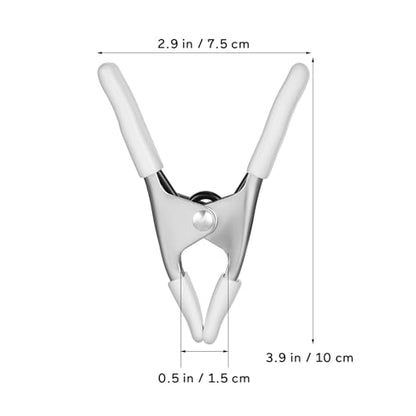 5 Pcs Spring Clamps, Housoutil 4 Inch Large Heavy Duty Metal Spring Clips Clamps with Protected Handles and Tips for Crafts Balloon Arch Photography Backdrop Stand Pool Cover Clips, White