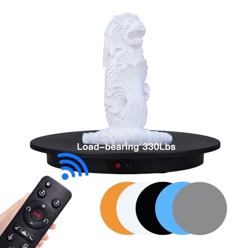 JAYEGT Motorized Rotating Display Stand, 350Lbs Load，360 Degree Electric Rotating Potography Turntable for Products Display，Live Show， Remote Control +5 Colors Backgrounds (Black/16.5inch /Wired) - color: Black, size: 16.5inch
