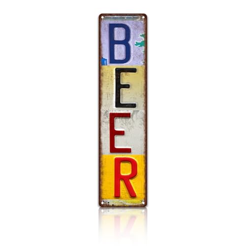Vintage Beer Wall Decor Street Signs Home Bar Metal Tin Signs 4 x 16 Inches - color: Beer