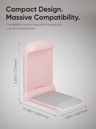 MAMUVIMO Headphone Stand, 2 Pack Headset Stand Foldable＆Sticky, Headphone Holder Hook Mount with Non-Slip Silicone, Adhesive Earphone Desk Hanger Clip Space-Saving for Airpods Max, All Earphones-Pink - color: Pink, size: 2 Pack
