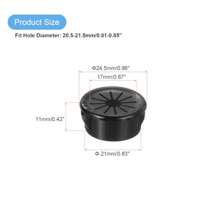 uxcell 30Pcs Cable Grommets, Snap Bushing Grommet for Holes with 0.83"(21mm) Mounting, Round Nylon Snap in Cable Desk Grommet for Cables and Cords Management, Black - size: 21mm