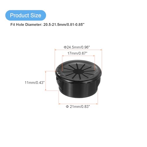 uxcell 30Pcs Cable Grommets, Snap Bushing Grommet for Holes with 0.83"(21mm) Mounting, Round Nylon Snap in Cable Desk Grommet for Cables and Cords Management, Black - size: 21mm