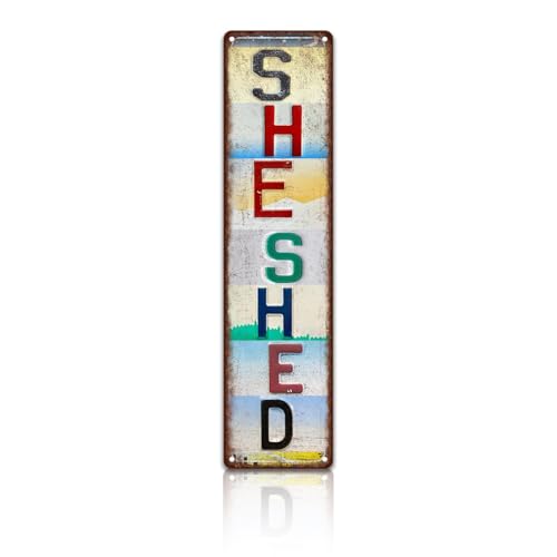 Vintage She Shed Wall Decor Street Signs Metal Tin Signs 4 x 16 Inches - color: She Shed