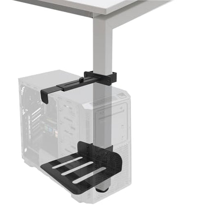 Under Desk PC Mount for Standing Desk, Heavy Duty Clamp-On Computer Tower Mount Adjustable Height & Width No Drilling CPU Holder