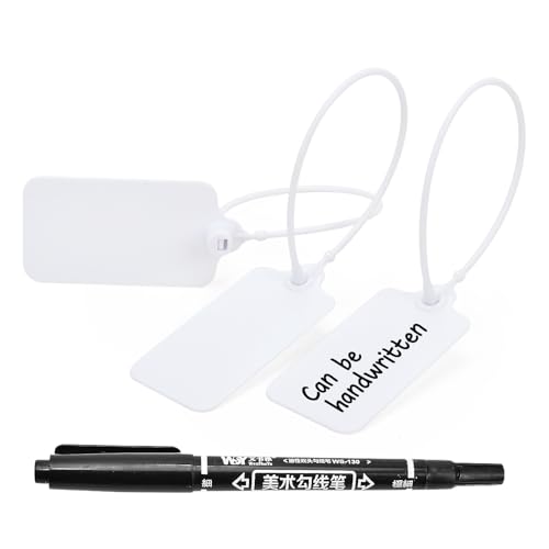 100pcs Luggage Tags Plastic Seals Shipping Label Logistics Sign Tie Bag Tag, Sealing Storage Multi Purpose Name ID Tag with Marker for Suitcases, Backpack, Schoolbag, Car Key (White) - color: White, size: 100pcs