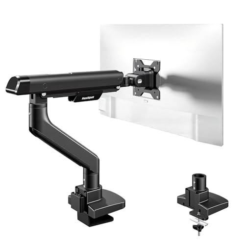 FlexiSpot Single Monitor Arm, Premium Aluminum Monitor Desk Mount Fits Screen up to 39 Inches, Fully Adjustable Monitor Stand with C-Clamp & Grommet Base, Holds 6.61 to 26.46 lbs, Black - color: Black, size: MAX 39"/26.46 lbs