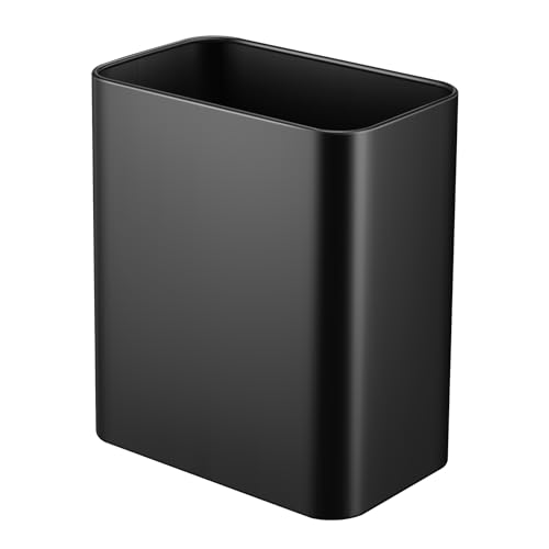 TIPGO Small Metal Trash Can, 2.1 Gallon Slim Trash Can for Bathroom, Wastebasket Garbage Bin for Bedroom, Office, Kitchen, Under Sink (Matte Black) - color: Black