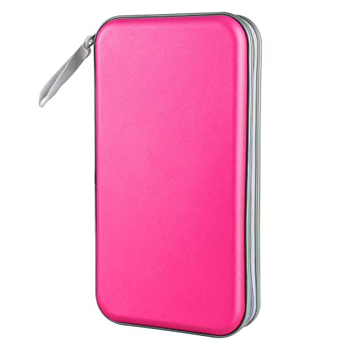 Siveit CD Case Holder, 80 Capacity CD/DVD Case Holders Wallet Hard Plastic CD DVD Disc Cases Storage Binder for Car Home Office Travel (Hot Pink) - color: Pink