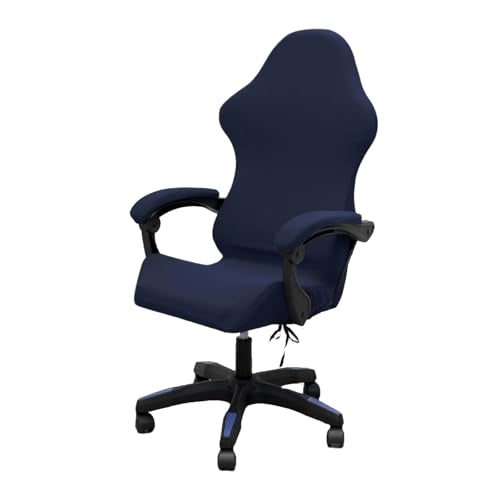 Gaming Chair Cover Set with Armrest Covers, Stretch Ruffled Slipcover for Racing Office Computer Reclining Chairs (Navy) - color: Navy