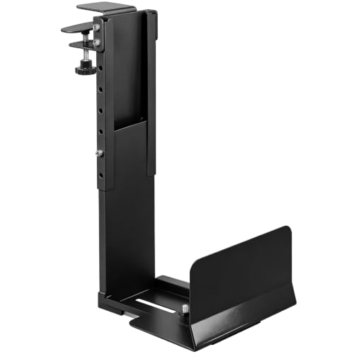 TooCust Adjustable Under Desk PC Mount, Heavy Duty No Drilling Clamp Mount on Desk Fits Most PC Tower 14.5”-22.4” (H) , Thickened & Ultra Strong CPU Holder for Standing Desk & Home Office, Black - color: Black