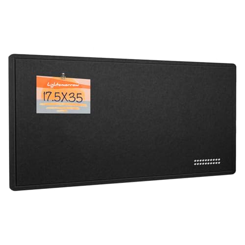Lightomorrow Bulletin Board, 35 x 17 1/2 inches Felt Board - Decorative Pin Board, Cork Board Alternative for Wall, Foldable Self-Adhesive Vision Board Prayer Board with 20 Pushpins Black - color: Black, size: 35×17.5 inches