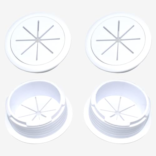 Aifeier ET 2PCS Desk Grommet 2 Inch/50mm Rubber Cable Wire Grommet Cable Hole Cover for Managing and Hiding Office PC Desk Cable Cord (White) - size: Detachable 2 Inch/50mm(White)