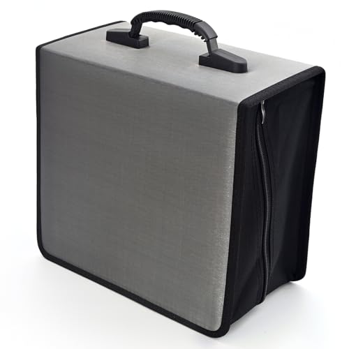 alavisxf xx CD Case, 432 Capacity Nylon Heavy Duty Organizer Wallet for Car | CD DVD Binder, Portable Handle, Zipper Closure, Anti-Slip Sleeves, Movie Media Disc Storage, for Home Office Travel - color: Grey