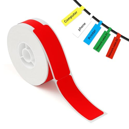 NIIMBOT Red Cable Labels for D11/D110/D101 Label Maker, 0.49'' x 4.29''(12.5mm x 109mm), Thermal Label Tape for Home Office Labeling Tape Replacement - color: 12.5mmx109mm-red Cable