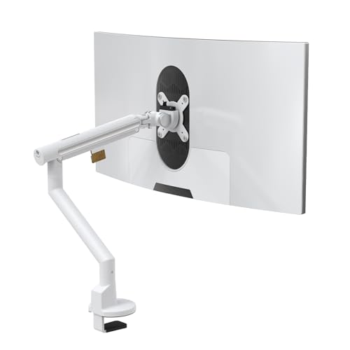 Monitor Arm Stand, 24 to 43 Inch Single Monitor Mount, C Clamp Only, Mechanical Spring Desk Mount, Holds 6.6-26.4 lbs, Fit 75x75/100x100 VESA,(White) - color: white