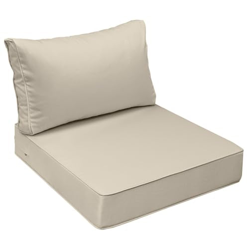 AAAAAcessories Outdoor Seat Cushions for Chairs, Fade-Resistant, Waterproof Patio Furniture Replacement Cushions, 23.5" x 25.5" x 5" + 23.5" x 13.5", Khaki Beige - color: Khaki Beige, size: 23.5"x25.5"x5" / 23.5"x13.5"
