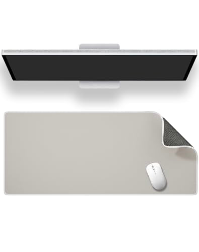 ALOANES Waterproof Gaming Mousepad Large Mouse Mat Non-Slip Rubber Base | Beige Grain Jacquard Surface Keyboard Desk Mat for Computer Office Home 31.5"x11.81"x0.12" - color: 01- Pro Beige, size: 31.5L x 11.8W inches