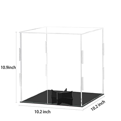 Basketball Display Case Clear Acrylic Glass Cube Assemble Countertop Box Soccer Frame with Sports Protection with Black Stand Holder
