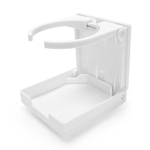 Camco Camper/RV Drink Holder - Features Adjustable Space-Saving Design & Holds Almost Any Size Mug, Cup, Bottle or Can - Extra Cup Holder for Cars, Trucks, RVs, Vans, Boats, and More - White (44040) - color: White