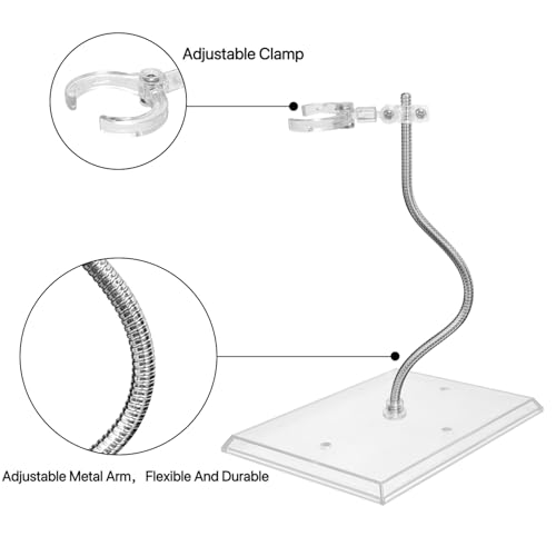Action Figure Stand with Adjustable Metal Arm, Action Figure Display Holder Stand Compatible with 6 Inch Marvel Legends, HG RG BB SD SHF & Gundam 1/144 Models, Comes with Screwdriver（2Pcs Clear）