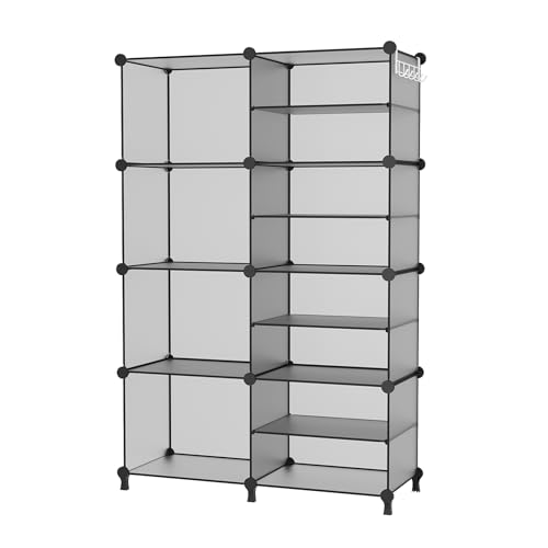 AWTATOS Closet Organizer 8 Cube Storage Shelves Clothes Organizers Stackable Cubby Shelving for Closet Bedroom Living Room Grey - color: Grey
