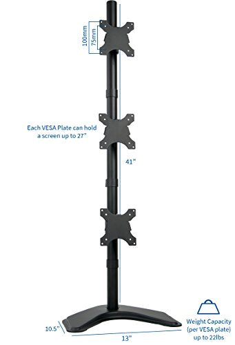 VIVO Triple Vertical LCD Monitor Height Adjustable Desk Mount Stand for 3 Screens up to 27 inches STAND-V003D