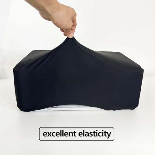 Universal Elastic Waterproof Printer Dust Cover - Minimalist Black Stretch Fabric Protector with Drawstring Closure & Metal Buckle for Most Printers