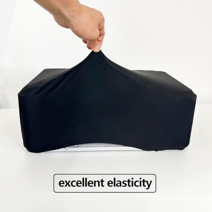 Universal Elastic Waterproof Printer Dust Cover - Minimalist Black Stretch Fabric Protector with Drawstring Closure & Metal Buckle for Most Printers