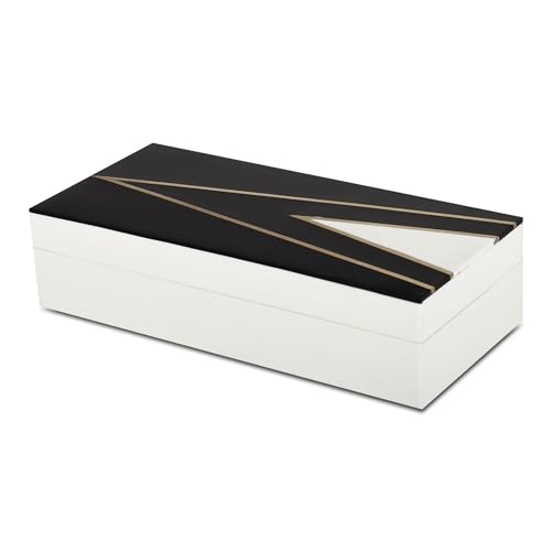 Handicrafts Home Black and White Decorative Storage Box with Lid- Coffee Table Storage Box, Handmade Resin Inlay Wooden Box, Remote Control Holder, Decorative Organizer, Keepsake Box- 10x4.5x2.5 - color: KEPT-DAPPER-GENT, size: 10 x 4.5 x 2.5 Inches