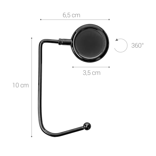 kwmobile Purse Hook for Table - Set of 2 Purse Holder - Handbag Hanger - Portable Bag Holder - Bag Hooks for Desk - Table Hook Dark Slate/Black - color: Dark Slate / black