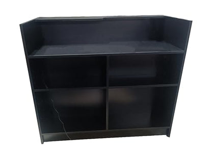 Only Hangers Full Vision Display Showcase with LED Lights, 72" Wide or 48" Wide- Available in Black, Maple, and White (Black Register Stand with Glass Front and LED Lights, 48") - color: Black Register Stand With Glass Front and Led Lights, size: 48"