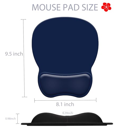 Ergonomic Mouse Pad with Wrist Rest, Gel Concave Mouse Pad with Non-Slip Base, Pain Relief Mouse Pads with Smooth Wrist Support for Office & Home (Deep Blue) - color: Deep Blue