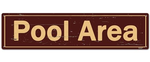 Aluminum Pool Notice Sign - Wall Decor for Pool Area 4 x 16" Metal Sign - color: Num015