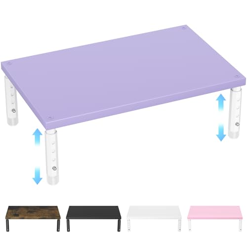 ECOLOVI Wood Computer Laptop Monitor Stand Riser, 4-Height Adjustable Desk Organizer and Accessories, Workspace Office Desk Decor & Accessories for Women, Purple - color: Purple, size: Adjustable Height