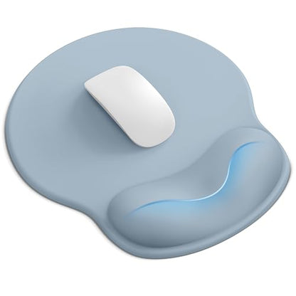 Laborio Mouse Pad with Wrist Rest, Ergonomic Mouse Pads for Desk, Office Non-Slip Mousepad with Gel Wrist Support(Light Blue, 10.6''L x 9''W) - color: Light Blue