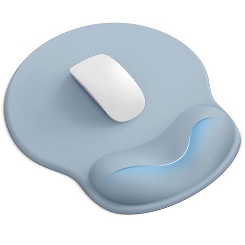 Laborio Mouse Pad with Wrist Rest, Ergonomic Mouse Pads for Desk, Office Non-Slip Mousepad with Gel Wrist Support(Light Blue, 10.6''L x 9''W) - color: Light Blue