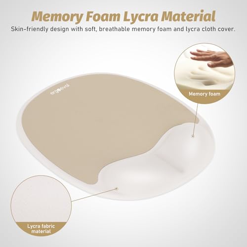 Ergonomic Mouse Pad with Wrist Rest & Elbow Support, Memory Foam Cushion, Non-Slip Base, Pain Relief for Office, Home & Gaming, Compatible with Vertical Ergonomic Mouse (Latte Beige) - color: Latte Beige