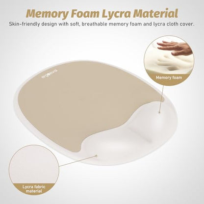 Ergonomic Mouse Pad with Wrist Rest & Elbow Support, Memory Foam Cushion, Non-Slip Base, Pain Relief for Office, Home & Gaming, Compatible with Vertical Ergonomic Mouse (Latte Beige) - color: Latte Beige