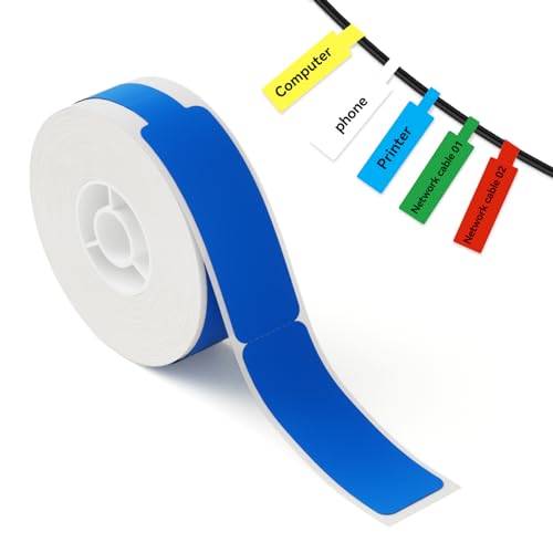 NIIMBOT Blue Cable Labels Maker Tape for D11/D110/D101 Label Maker, 0.49'' x 4.29''(12.5mm x 109mm), Thermal Label Tape for Home Office Labeling Tape Replacement - color: 12.5mmx109mm-blue Cable